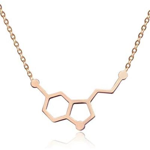 Altitude Boutique Simple Happiness Serotonin Molecule Necklace, Serotonin Neurotransmitter Necklace, Science Jewelry for Science Lovers (Silver, Gold, Rose Gold)