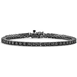 Bridal 9CT 3MM Prong Set Round AAA CZ Solitaire Tennis Bracelet For Women Black 14K Gold Plated Sterling Silver 7 Inch