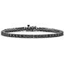 Bridal 9CT 3MM Prong Set Round AAA CZ Solitaire Tennis Bracelet For Women Black 14K Gold Plated Sterling Silver 7 Inch
