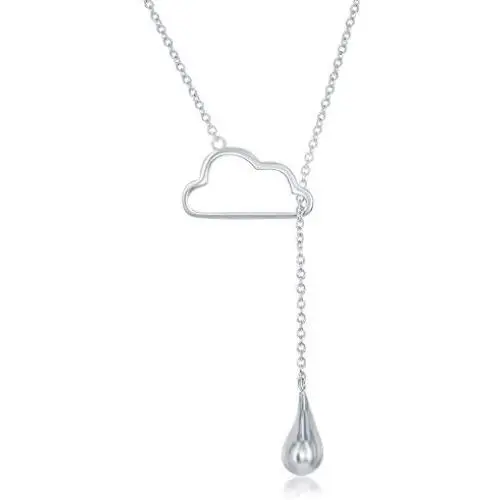Beaux Bijoux Sterling Silver Italian High Polish Cloud w/Hanging Raindrop 16+2'' Lariat Necklace