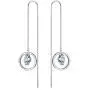 AOBOCO Sterling Silver Planet Galaxy Dangle Drop Earrings, Hypoallergenic Threader Earrings, Simulated Aquamarine Birthstone Crystal from Austria, Anniversary Birthday Jewelry Gifts for Women(Blue)
