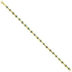 The World Jewelry Center 14k Yellow Gold Sky Blue Evil Eye Bracelet - 7''