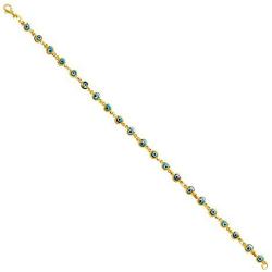 The World Jewelry Center 14k Yellow Gold Sky Blue Evil Eye Bracelet - 7''