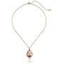 1928 Jewelry Gold-Tone Pink Crystal and Pink Porcelain Rose Adjustable Pendant Necklace, 16''