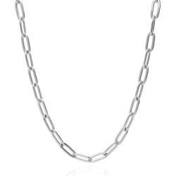 Paperclip Chain Necklace Sterling Silver, Paperclip Necklace for Women, Fashion Necklaces for Women, 925 Rhodium Oval Chain Link Necklace, 2.5MM - 5.5MM, Made In Italy, Next Level Jewelry