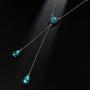 Harosy Crystal Y Pendant Necklace Silver Long Lariat Necklaces Rhinestone Drop Necklace Chain Jewelry for Women and Girls