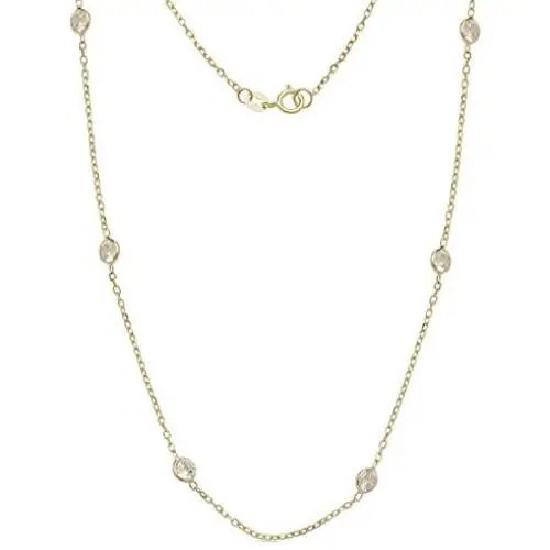 JewelryWeb 14k Yellow Gold Cubic Zirconia CZ by The Yard Station Necklace(16-inch, 18-inch or 20-inch)