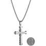 HZMAN Mens Stainless Steel Cross Necklace Inlaid Cubic Zirconia Simple Fashion Pendant Gold Silver Black 22 + 2 Inch Chain
