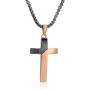 Steve Madden Stainless Steel Diagonal Design Cross Necklace for Men with 26 Inch Box Chain