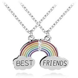 Best Friend Necklace for 2, AILUOR Rainbow Cloud Stitching Best Friends Pendant Necklace BFF Teen Forever Friendship Birthday Gifts for Women Girls Teens