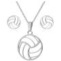 RUIZHEN Women Men Beach Volleyball Necklaces Stud Earrings Jewelry Set Basketball Necklace Stainless Steel Sports Necklace