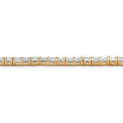 Palm Beach Jewelry 14K Yellow Gold Plated Round and Baguette Cubic Zirconia Tennis Bracelet (6mm), Box Clasp, 7.5 inches