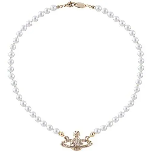 EFDF Vivienne Westwood Gold Saturn Pearl Necklace Rhinestone Imitation Necklace with Special Box for Women and Girls EFDF Vivienne Westwood Gold Saturn Pearl Necklace Rhinestone Imitation Necklace with Special Box for Women and Girls