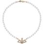 EFDF Vivienne Westwood Gold Saturn Pearl Necklace Rhinestone Imitation Necklace with Special Box for Women and Girls