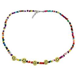 Handmade Colored Beaded Smiley Necklaces, Ladies Fashion Necklaces