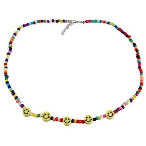 Handmade Colored Beaded Smiley Necklaces, Ladies Fashion Necklaces