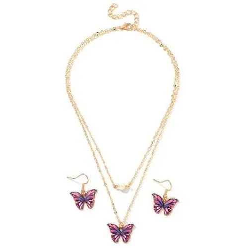 D.Rosse Boho Blue Monarch Butterfly Pendant Necklace Purple Unique Insect Dangle Drop Earrings Jewelry Set Birthday Gift for Women Girls D.Rosse Boho Blue Monarch Butterfly Pendant Necklace Purple Unique Insect Dangle Drop Earrings Jewelry Set Birthday Gift for Women Girls