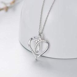 Infinity Cross Forever Love Heart Necklace Diamond Cut Round Austria Cubic Zirconia 925 Sterling Silver Fine Jewelry for Women Wedding Engagement Valentine Christmas Gift