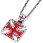 Mealguet Jewelry Mens Cool Stainless Steel Enamel Crusaders Templar Knights Cross Pendant Necklace, 24'' Chain