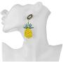 Lux Accessories Christmas Gold Black Yellow Green Marquise Cut Round Pineapple Dangle Earrings
