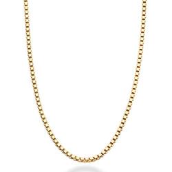 Miabella Solid 18K Gold Over 925 Sterling Silver Italian 1mm Box Chain Necklace for Women Men, 16, 18, 20, 22, 24, 26, 30 Inch Made in Italy