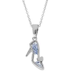 Disney Womens Jewelry Princess Sterling Silver Crystal Shoe Shaker Pendant,18''