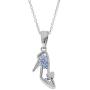 Disney Womens Jewelry Princess Sterling Silver Crystal Shoe Shaker Pendant,18''