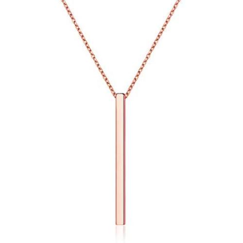 ChicSilver Customizable Vertical Bar Pendant Necklace 925 Sterling Silver Y Necklace Simple Fashion Jewelry Gifts for Women(with Gift Box)