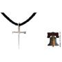 NOVICA Sterling Silver Mens Cross Pendant Necklace with 20'' Braided Leather Cord, Holy Sacrifice