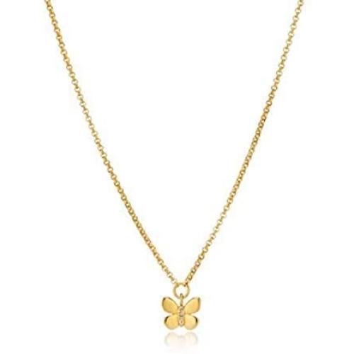 Molly B London 18ct Gold Plated Vermeil & White Topaz Butterfly Necklace for Teen Girl Birthday Gift or Bridesmaid Jewelry