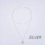 Hermashy Boho Layered Tiny Opal Drop Necklace Silver Party Beaded Chain Lariat Necklaces Choker Jewelry Gift for Women and Girls (Silver)