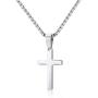 M MOOHAM Cross Necklace for Men - Stainless Steel Silver Gold Black Plain Cross Pendant Necklace Simple Jewelry Gifts, 16-24 Inches Chain