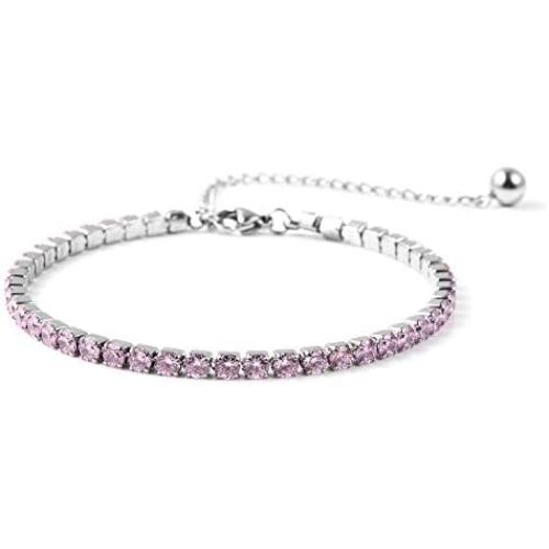 Shop LC Eternity Bridal Wedding Engagement Tennis Bracelet for Women Prom Jewellery Lady Gifts Round Cubic Zirconia CZ Classic Stainless Steel 7'' with 2'' Extender