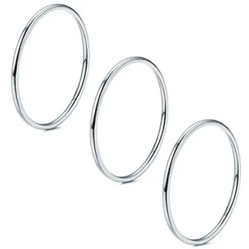 NOKMIT 3Pcs 1mm Stainless Steel Stackable Rings for Women Band Rings Knuckle Finger Stackinig Ring Silver/Rose/Gold Plain Dome Comfort Fit Size 5 to 10 NOKMIT 3Pcs 1mm Stainless Steel Stackable Rings for Women Band Rings Knuckle Finger Stackinig Ring Silver/Rose/Gold Plain Dome Comfort Fit Size 5 to 10