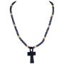 BlueRica Wood Ankh Cross of Life Pendant on Rasta Coconut Beads Necklace