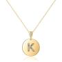 MFHUNX Heart Initial Necklace for Women - 18K Gold Filled Dainty Round Pendant Initial Letter Necklaces, Handmade Engraved Alphabet Monogram Necklaces Jewelry Gift Idea for Women Teen Girls