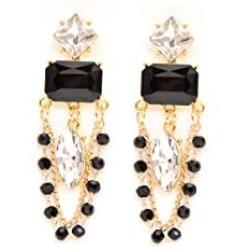 Mixed Crystal Rhinestone Cluster Chandelier Long Dangle Statement Earrings for Women- Art Deco Length 1.97in
