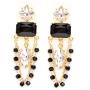 Mixed Crystal Rhinestone Cluster Chandelier Long Dangle Statement Earrings for Women- Art Deco Length 1.97in