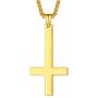 U7 Jewelry Polished Stainless Steel Inverted Cross of Peter Necklace for Men and Women, 22 Inch Chain, Custom Text Engrave and 3 Color Available, Gift Packed