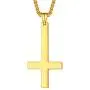 U7 Jewelry Polished Stainless Steel Inverted Cross of Peter Necklace for Men and Women, 22 Inch Chain, Custom Text Engrave and 3 Color Available, Gift Packed
