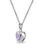 Sterling Silver Genuine or Synthetic Gemstone 7mm Heart Bezel-Set Pendant Necklace