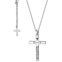 HN HNHB Christian Necklace Bible Verse God is Greater Than Highs and Lows Necklace Cross Faith Religious Jewelry for Women Birthdays First Communion Confirmations Christmas Baptisms Easter