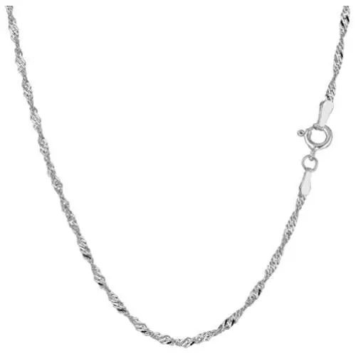 14K Yellow or White Gold 1.7mm Shiny Diamond-Cut Classic Singapore Chain Necklace for Pendants and Charms with Spring-Ring Clasp (7'' 16'' 18'' or 20'' inch) 14K Yellow or White Gold 1.7mm Shiny Diamond-Cut Classic Singapore Chain Necklace for Pendants and Charms with Spring-Ring Clasp (7'' 16'' 18'' or 20'' inch)