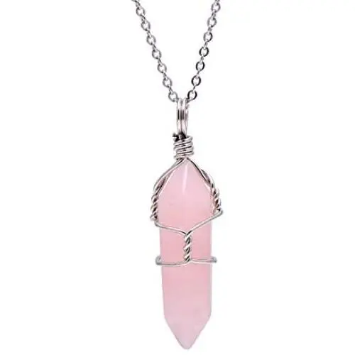 Paialco Jewelry Hand Wired Healing Crystal Point Chakra Pendant Necklace Paialco Jewelry Hand Wired Healing Crystal Point Chakra Pendant Necklace