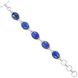 Lapis Bracelet 925 Silver Overlay Handmade Vintage Style Jewelry for Women Mom Wife