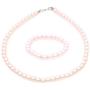 JSEA 8mm Faux Pearl Necklace Elastic Bracelet Jewelry Set Beige White Pink Fake Pearl Jewelry