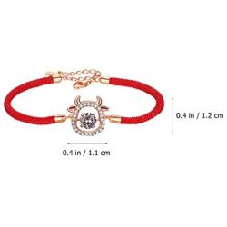 PRETYZOOM Chinese New Year Bracelet Red Rope Bracelet 2021 Year of Ox Bracelet Zodiac Sign Ox Bracelet Woman Jewelry Gift