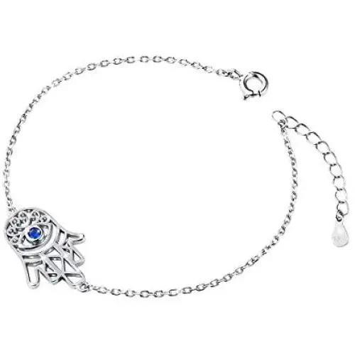 S925 Sterling Silver Choker Short Sideways Hamsa Hand Evil Eye Necklace Pendant for Women Girl S925 Sterling Silver Choker Short Sideways Hamsa Hand Evil Eye Necklace Pendant for Women Girl