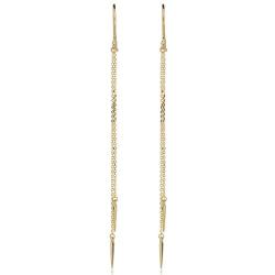 Kooljewelry 14k Yellow Gold Double Triangle Dangle Earrings, 2.8 inch