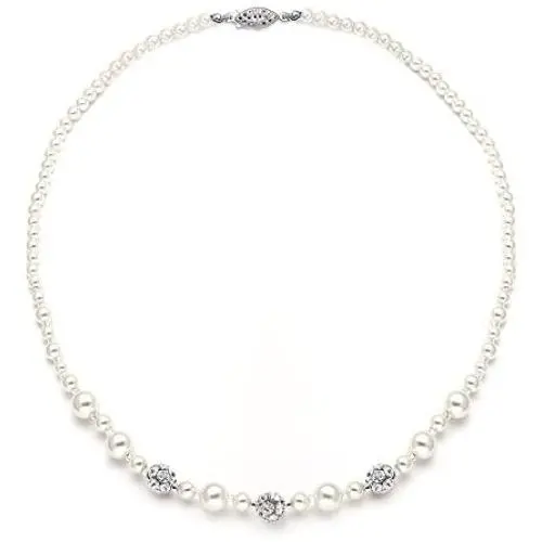 Mariell Ivory Pearl & Swarovski Rhinestone Crystal Wedding Tennis Necklace for Women, Jewelry for Brides Mariell Ivory Pearl & Swarovski Rhinestone Crystal Wedding Tennis Necklace for Women, Jewelry for Brides